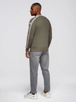 Men's sweatshirt with contrasting stripes and raglan sleeves - olive V1 OM-SSNZ-0200