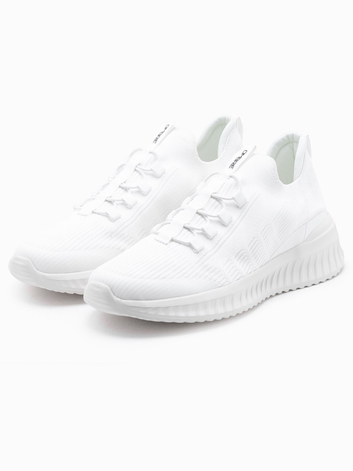 Pánské nazouvací tenisky z lehkých materiálů - bílé V4 OM-FOKS-0149