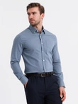 Vyriški SLIM FIT marškiniai su kišenėmis - mėlyni OM-SHCS-0174