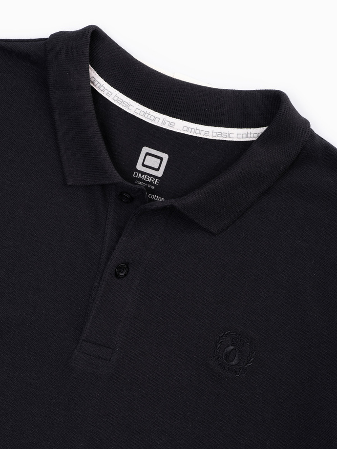 Tricou polo bărbătesc din tricot piqué - negru V1 S1374