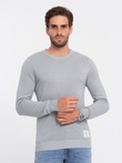 Men's textured sweater with half round neckline - light grey V5 OM-SWSW-0104