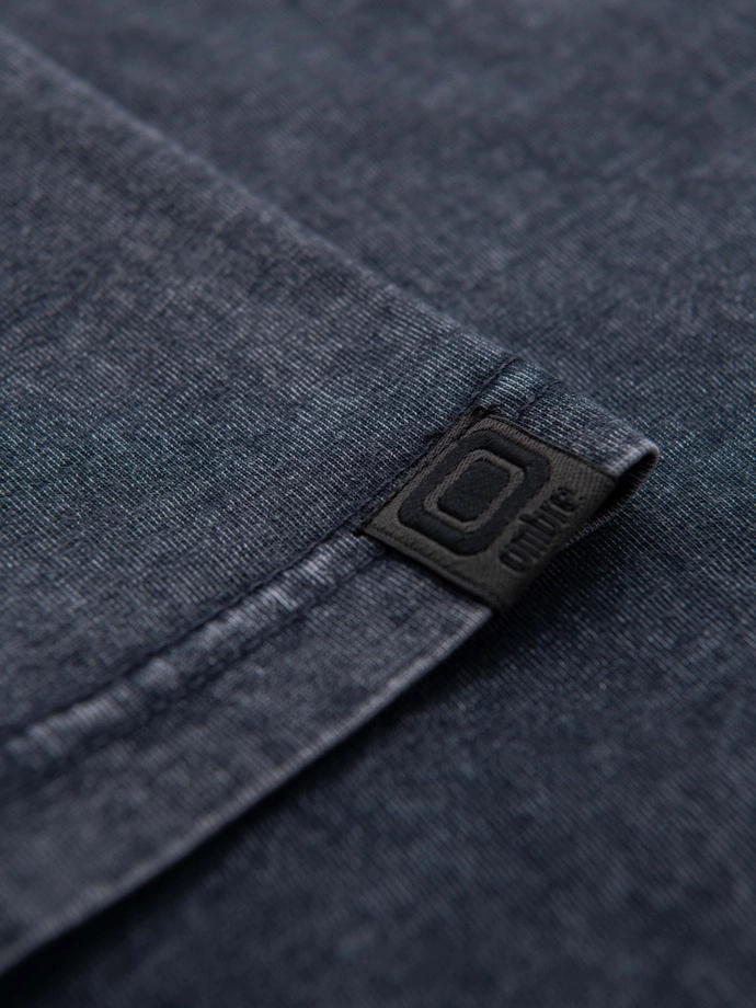 Vyriški marškinėliai su skalbimo efektu - tamsiai mėlyni V2 OM-TSWT-0116