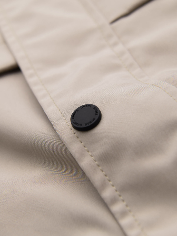 Jachetă de tranziție funcțională pentru bărbați cu glugă - bej V3 OM-JANP-0225