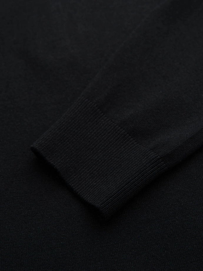 Men's sweater with viscose and spread neckline - black V2 OM-SWZS-0124