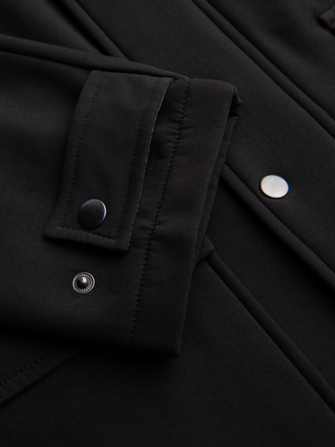 Palton parka pentru bărbați cu căptușeală din fleece și ajustare în talie - negru V2 OM-JAPJ-0314