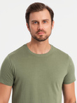 BASIC men's cotton t-shirt set with round neckline - black/green/khaki V3 OM-TSBS-0232