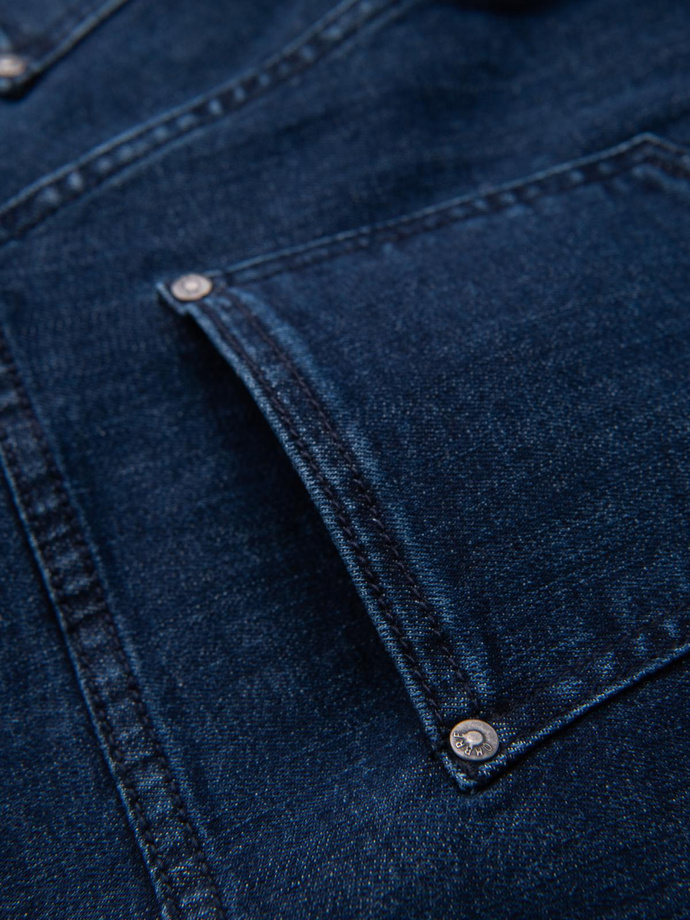 Classic men's SLIM FIT jeans with elastane - dark blue V3 OM-PADP-0216