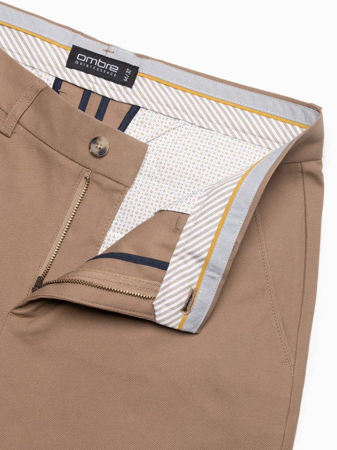 Pánské chino kalhoty SLIM FIT - světle hnědé V2 OM-PACP-0186