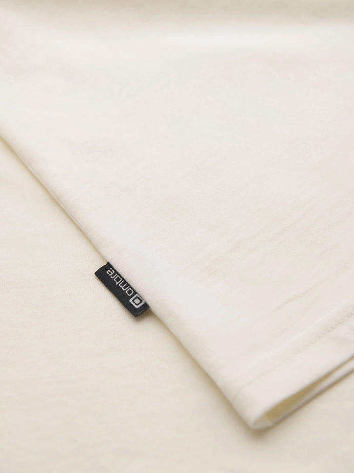 Men's casual t-shirt with pocket patch - cream V8 OM-TSCT-0109