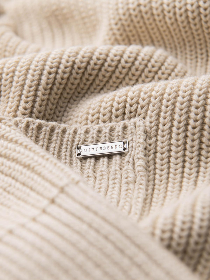 Pulover cardigan din bumbac pentru bărbați cu guler șal - bej V2 OM-SWCD-0153