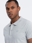 Men's pique knit polo shirt - grey melange V20 S1374
