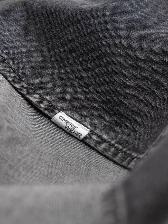 Vyriški džinsiniai marškiniai su kišenėmis - juodi V3 OM-SHDS-0115