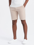 Men's structured knit shorts with chino pockets - beige V2 OM-SRCS-0128