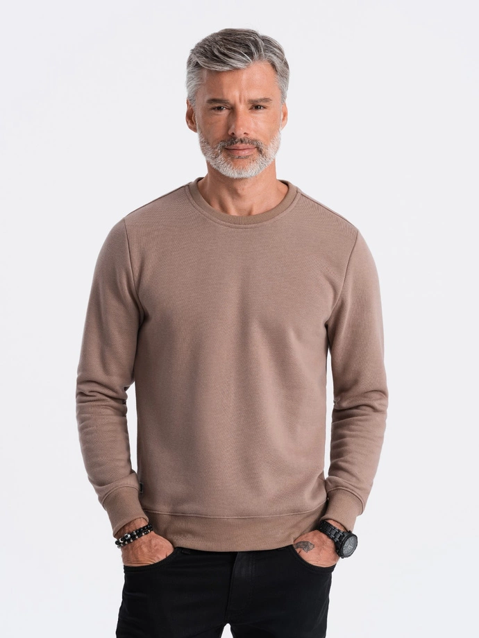 BASIC men's hoodless sweatshirt - light brown V8 OM-SSBN-0119