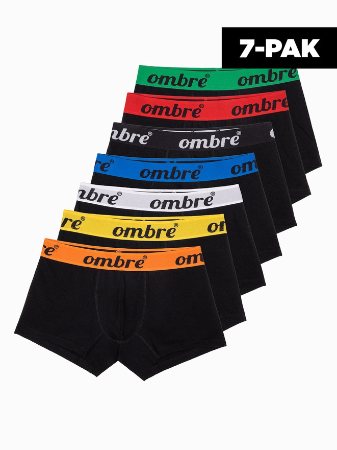 Men's cotton boxer shorts with contrasting elastic - 7-pack black V1 OM-UNBO-0100