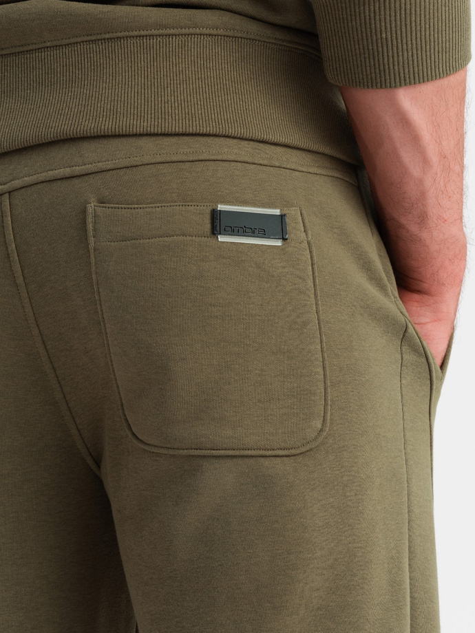 BASIC men's cotton sweatshirt set BASIC sweatshirt + joggers - olive V2 Z84