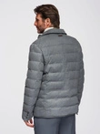 Men's jacket with a jacket cut with a fleece lining - gray V1 OM-JALP-0170