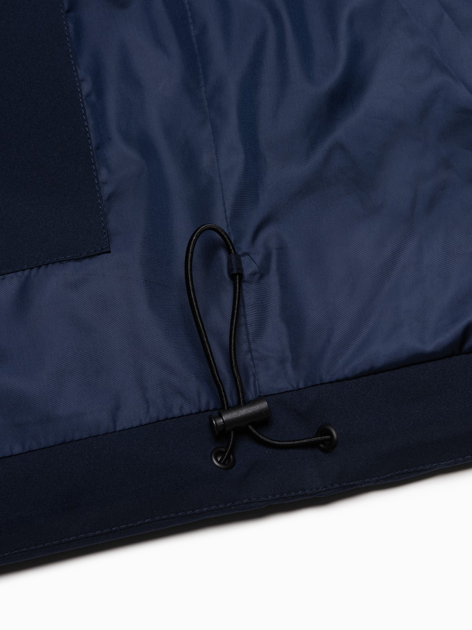 Vyriška žieminė striukė su nuimamu gobtuvu ir kišenėmis - tamsiai mėlyna V1 OM-JAHP-0152