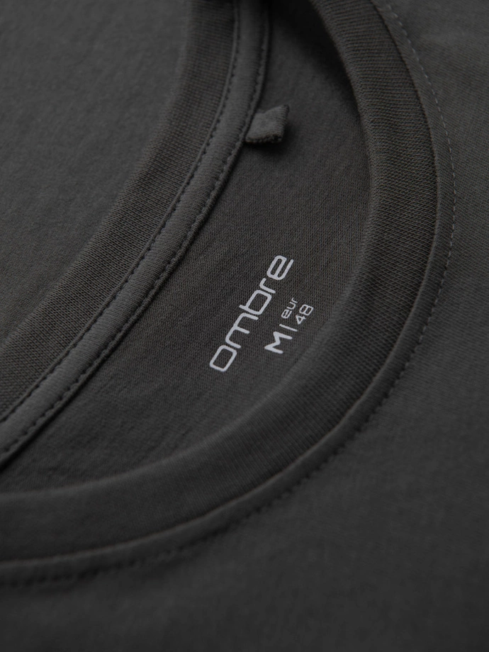 Men's casual t-shirt with pocket patch - graphite V11 OM-TSCT-0109