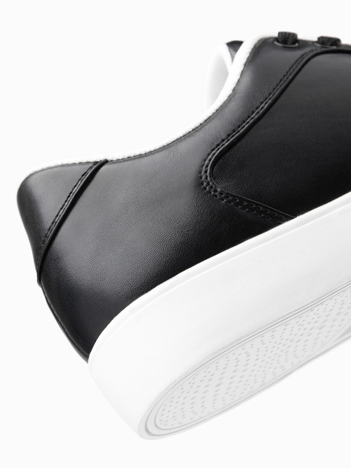 Pánske klasické tenisky s vysokou podrážkou - čierne V1 OM-FOCS-0165