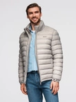 Men's quilted jacket with two fasteners - light grey V2 OM-JALP-0231
