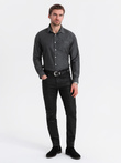 Cămașă bărbătească din bumbac cu model SLIM FIT - albastru marin V6 OM-SHCS-0151