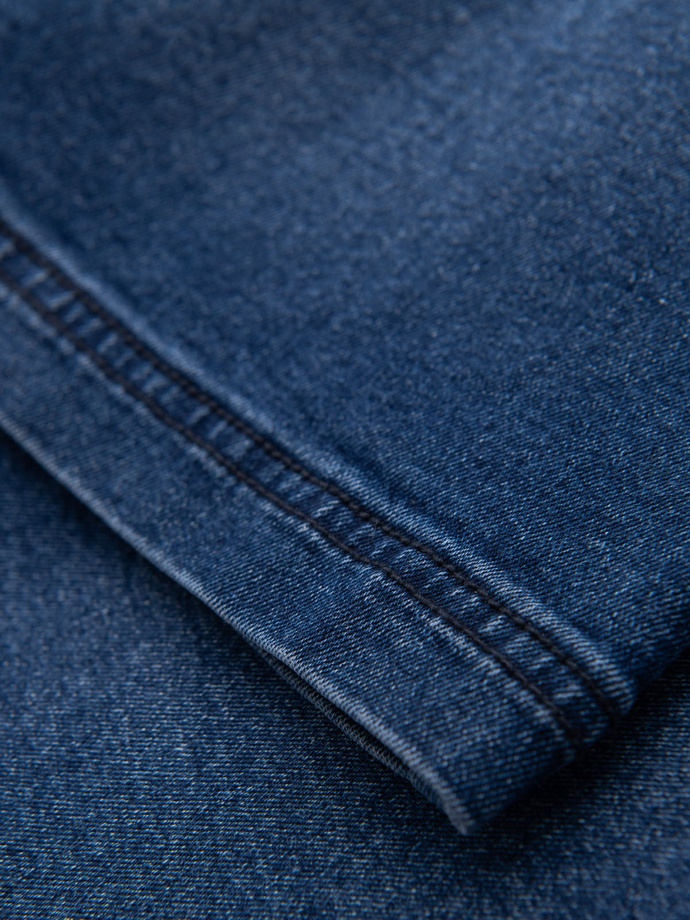 Vyriški šortai su elastiniu juosmeniu ir skalbimo efektu - mėlyni V2 OM-SRDS-0192