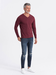 Men's unprinted longsleeve with a crew neckline - maroon V8 OM-LSBL-0108