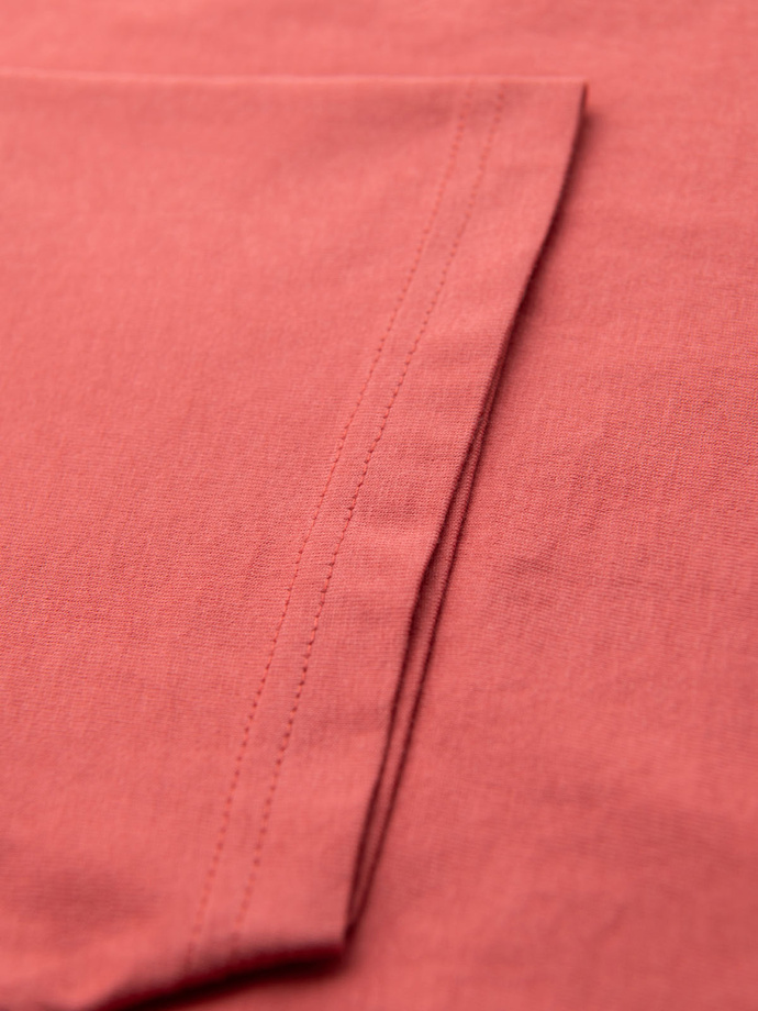 BASIC vyriški klasikiniai medvilniniai marškinėliai - koralinės spalvos V17 OM-TSBS-0236