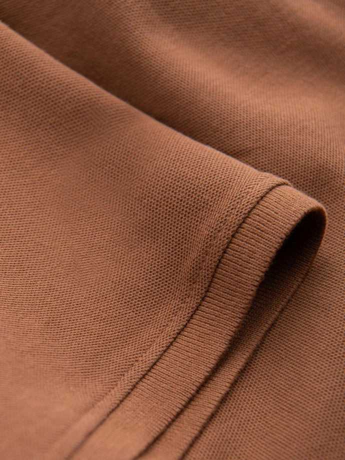 Men's BASIC single color pique knit polo shirt - brown V23 OM-POBS-0100
