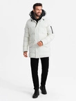 Outdoorová dlhá pánska bunda parka - biela V1 OM-JALJ-0201