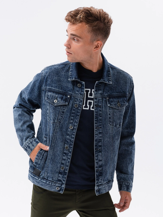 Jachetă katana din denim pentru bărbați - denim închis OM-JADJ-0123