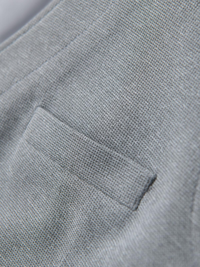 Pánska štruktúrovaná vesta na mieru s vreckami - sivý melír V2 OM-BLZV-0146