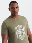 Tricou bărbătesc imprimat stil motocicletă - olive V2 OM-TSPT-0125