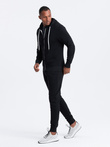 Men's sweatshirt set unbuttoned sweatshirt + jogger pants - black V5 Z82