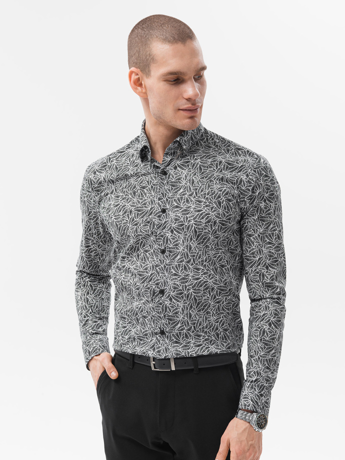 Men's shirt with long sleeves - black K608