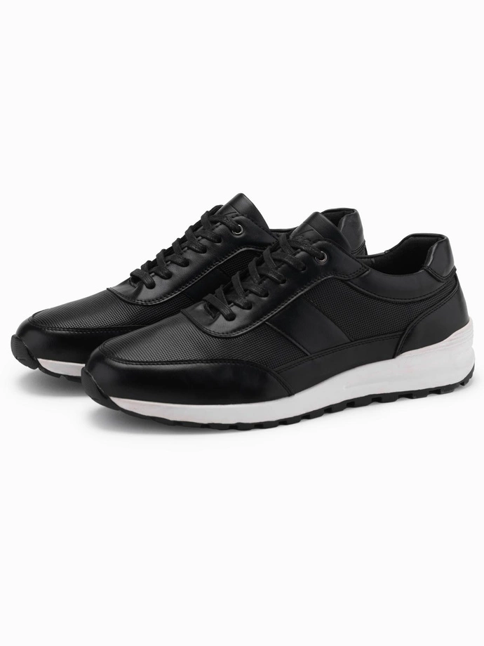 Adidași sport din piele ecologică pentru bărbați - negru V2 OM-FOSL-0181 