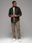 Men's cargo pants STRAIGHT LEG with zippered pockets - khaki V3 OM-PACG-0204