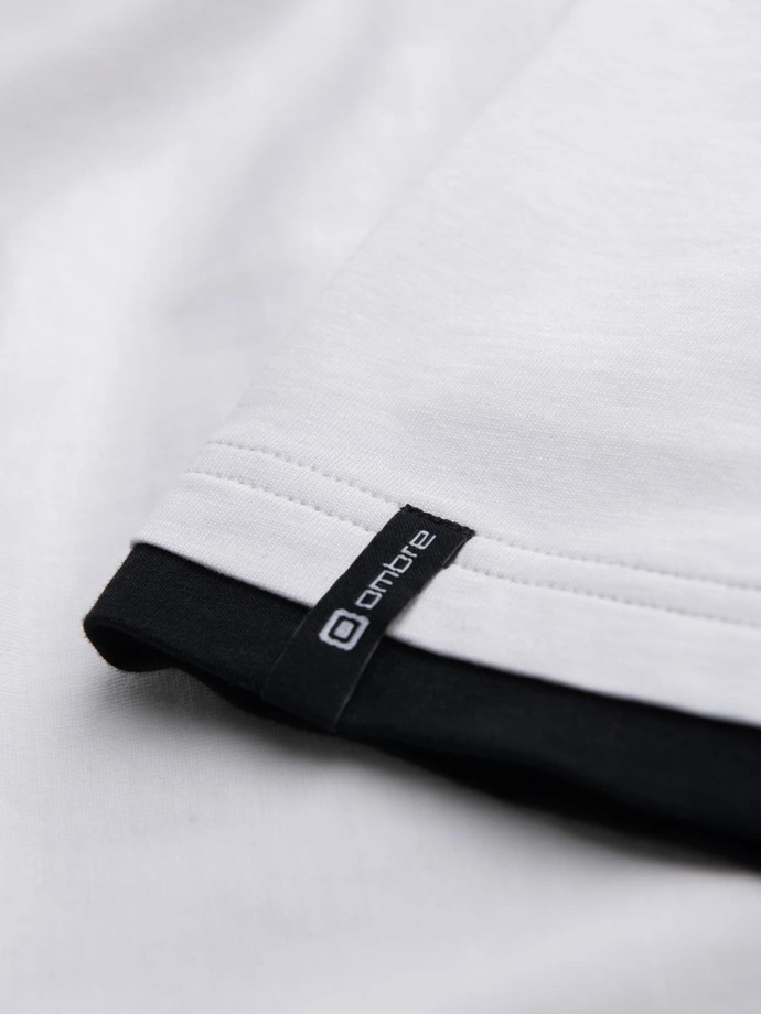 Pánské bavlněné tričko s kapucí - bílé V1 OM-TSCT-0256