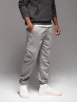 Men's knitted joggers with cargo pockets - light grey V4 OM-PAJO-0199