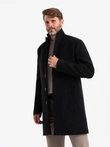 Palton bărbătesc lung, stil costum, cu o singură pieptănătură - negru V1 OM-COWC-0105