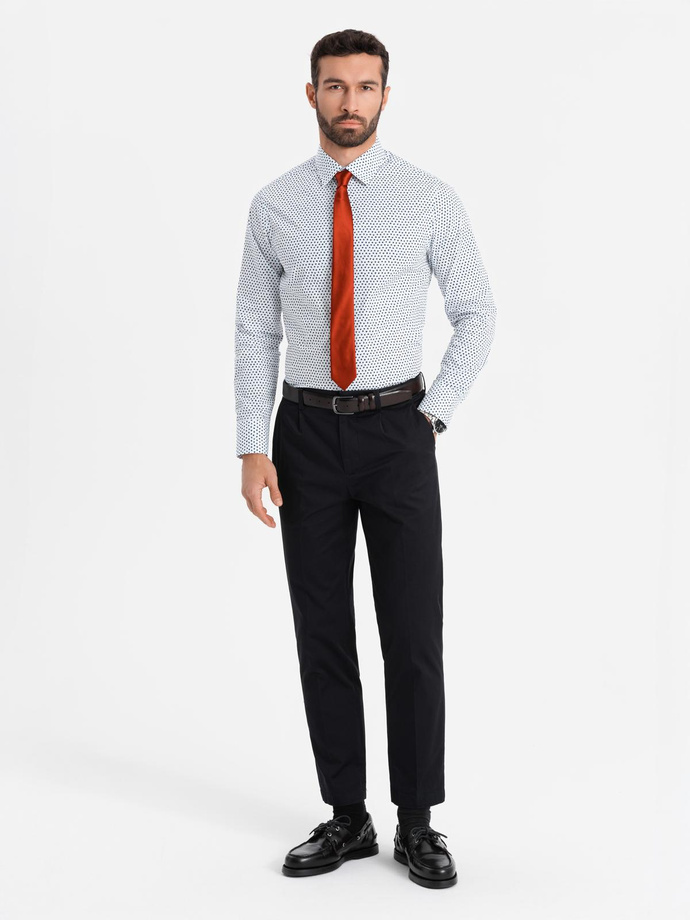Cămașă bărbătească SLIM FIT cu model fin - alb V2 OM-SHCS-0140