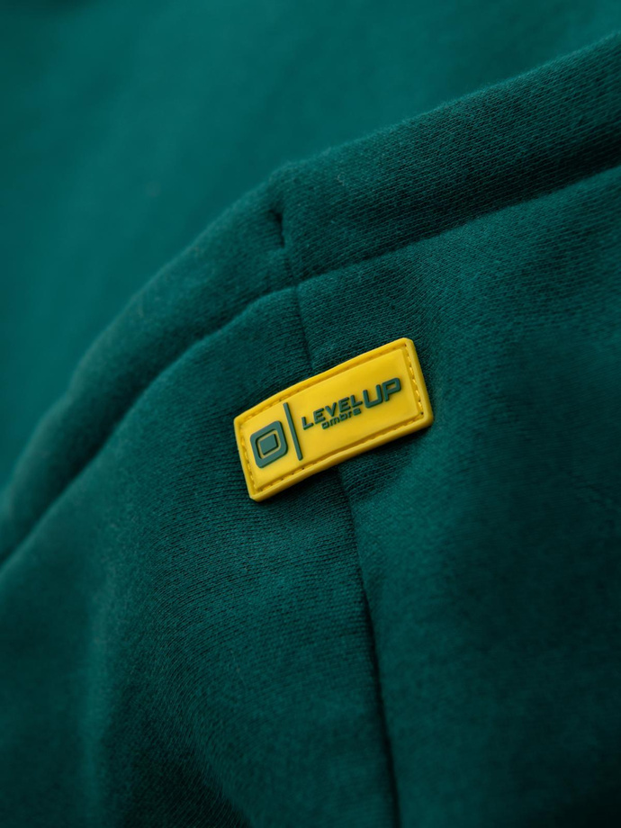 Hanorac bărbătesc spălat cu cusături decorative la gât - albastru deschis V3 OM-SSDS-0131