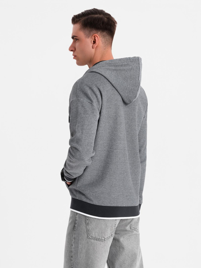 Men's softly structured hooded sweatshirt - black V1 OM-SSZP-0191
