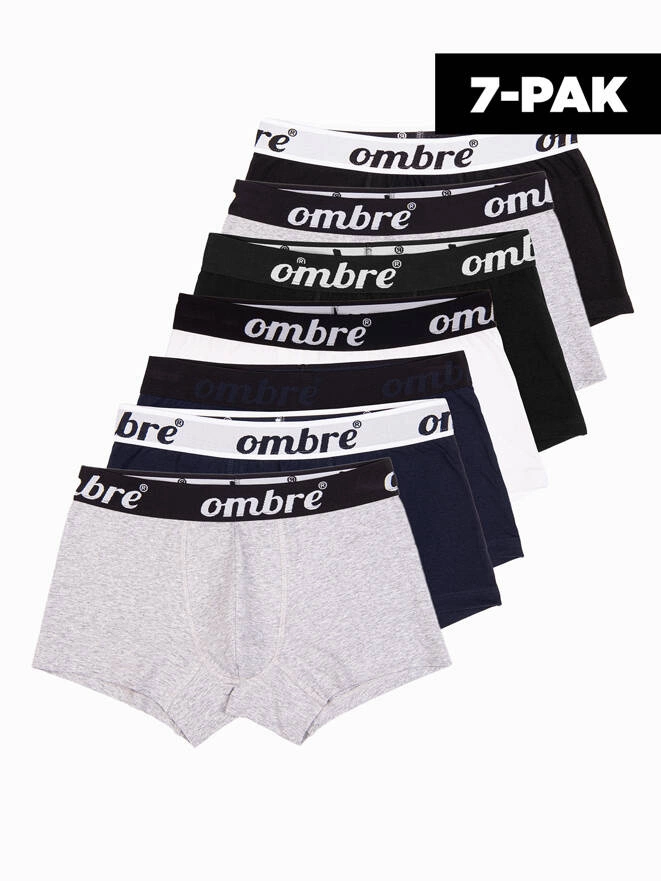 Men's cotton boxer shorts with contrasting elastic - 7-pack mix V2 OM-UNBO-0100