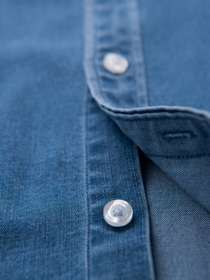 Cămașă bărbătească din bumbac cu model SLIM FIT - albastru marin V6 OM-SHCS-0151