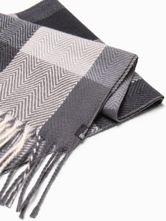 Men's scarf  - dark grey/white A408