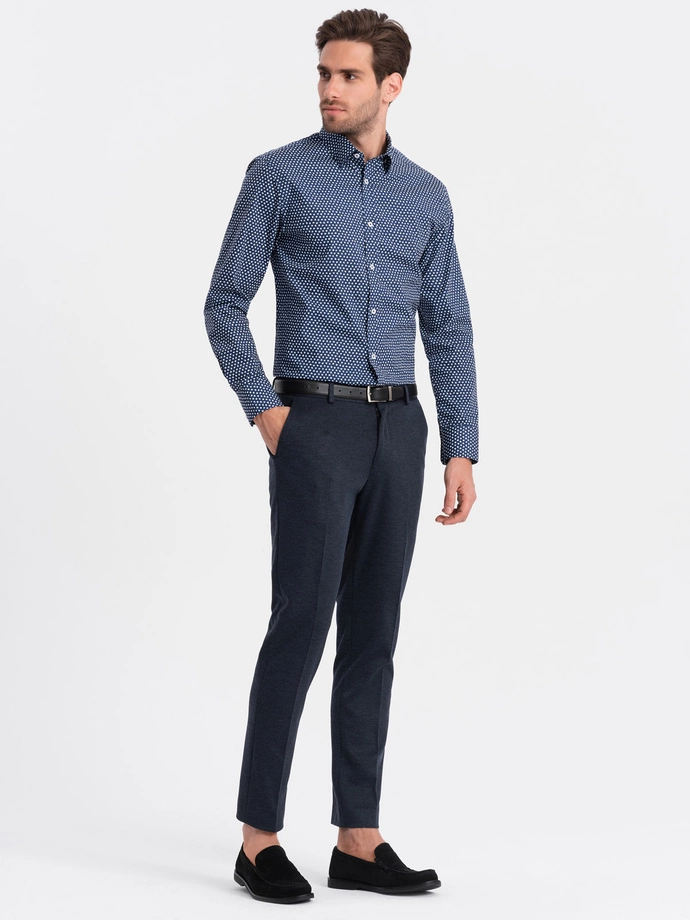 Pánska košeľa SLIM FIT s jemným vzorom - tmavomodrá V1 OM-SHCS-0140