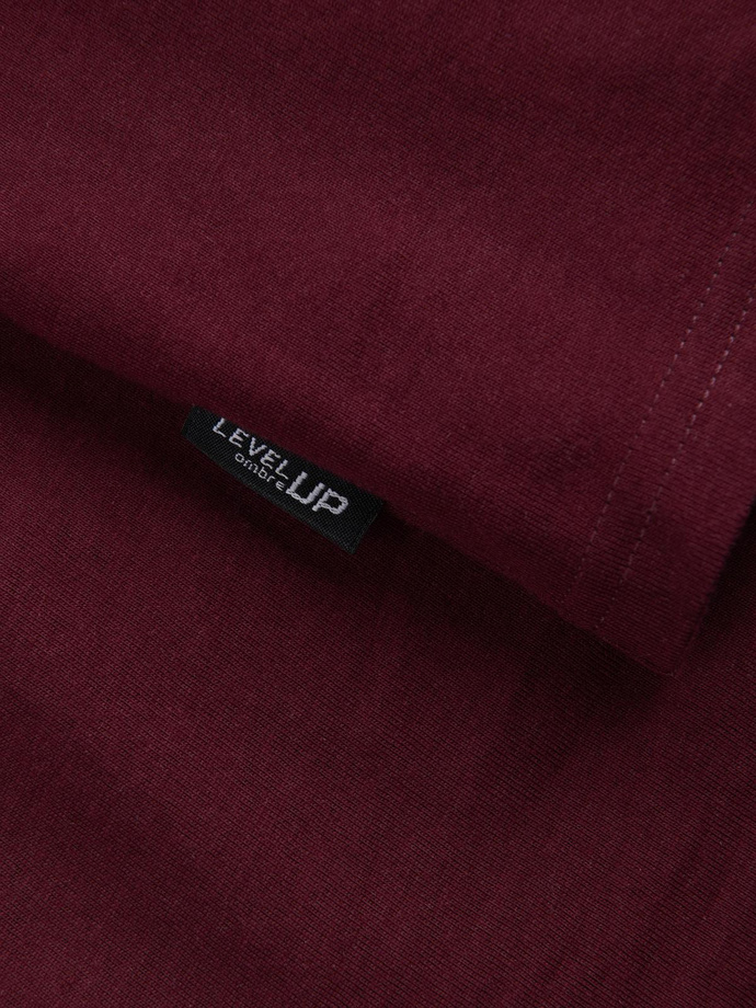 Pánske bavlnené tričko s potlačou vreciek - bordová V2 OM-TSPT-0154