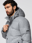 Men's lightweight jacket with mesh lining and hood - grey V3 OM-JAHP-0203